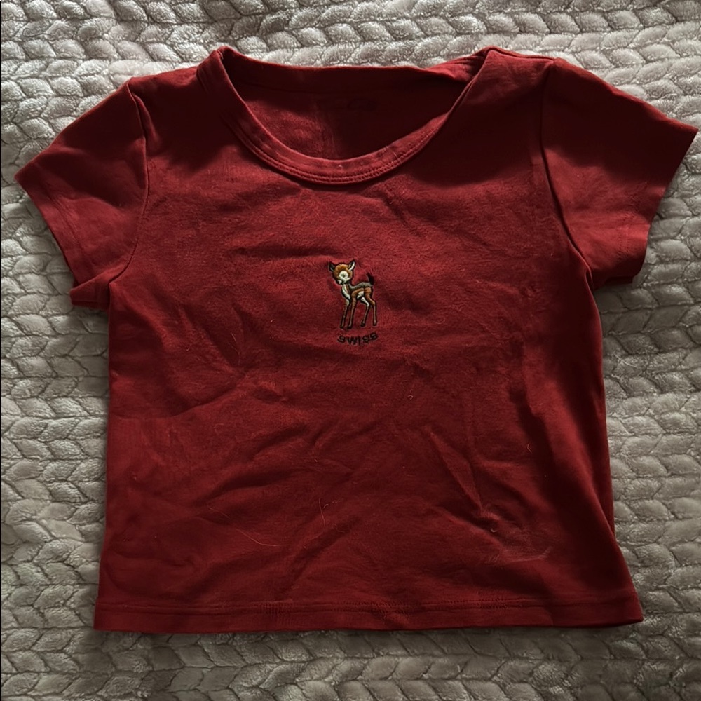 brandy melville baby tee with embroidery